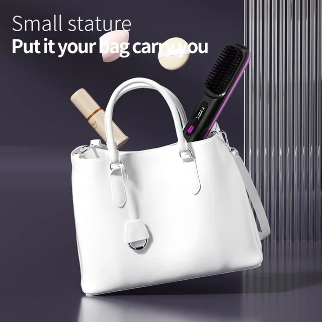 Electric LCD Usb Ceramic Heating Straight Hair Comb Wireless Portable Negative Ion Styling Tool Rechargeable Straightening Brush 6