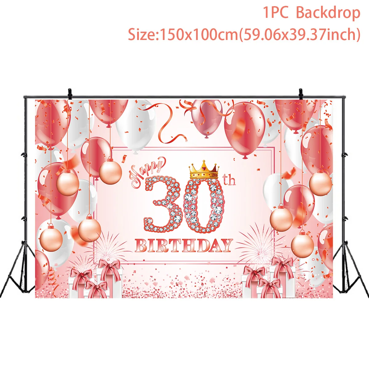 Décoration de fond de fête d'anniversaire pour femme, or rose, ensemble de  ballons d'anniversaire, toile de fond, travailleur, 30, 40, 50 - AliExpress