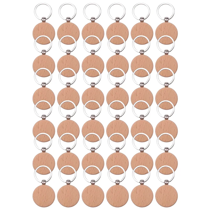 

100Pcs Blank Round Wooden Key Chain Diy Wood Keychains Key Tags Can Engrave Diy Gifts