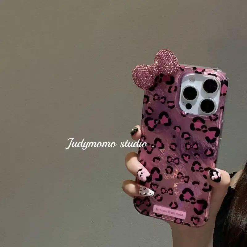Dark Diamond Bowknot Kitty Lustre Lining Phone Case