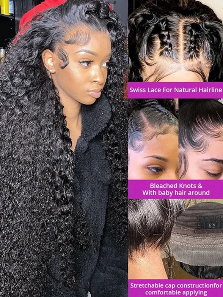 Parrucca Frontale in Pizzo HD ad Alta Densità con Capelli Umani Ricci Afro 13x4 13x6, Parrucche Senza Colla con Pizzo Frontale Completo HD, Parrucche Brasiliane Ricci in Capelli Umani - immagine 2