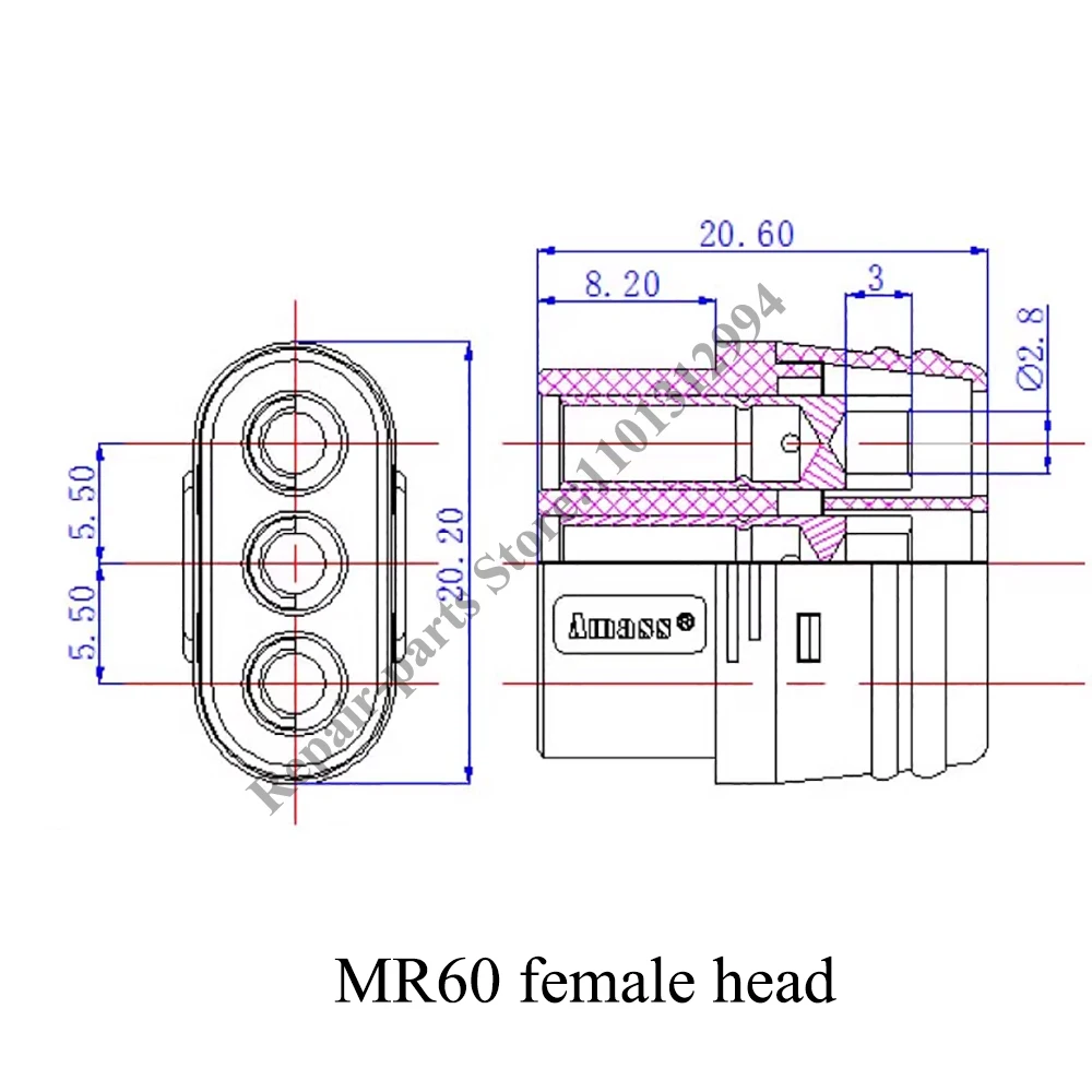 MR60 Male Female Connector Set with Protective Sheathed Cover - 3.5mm 3-Core T-Type Plug