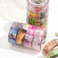 5roll/set Cute Y2K Retro Series Decoration Adhesive Tape Planner Scrapbooking Journal Collage DIY Material Sticker Stationery 2