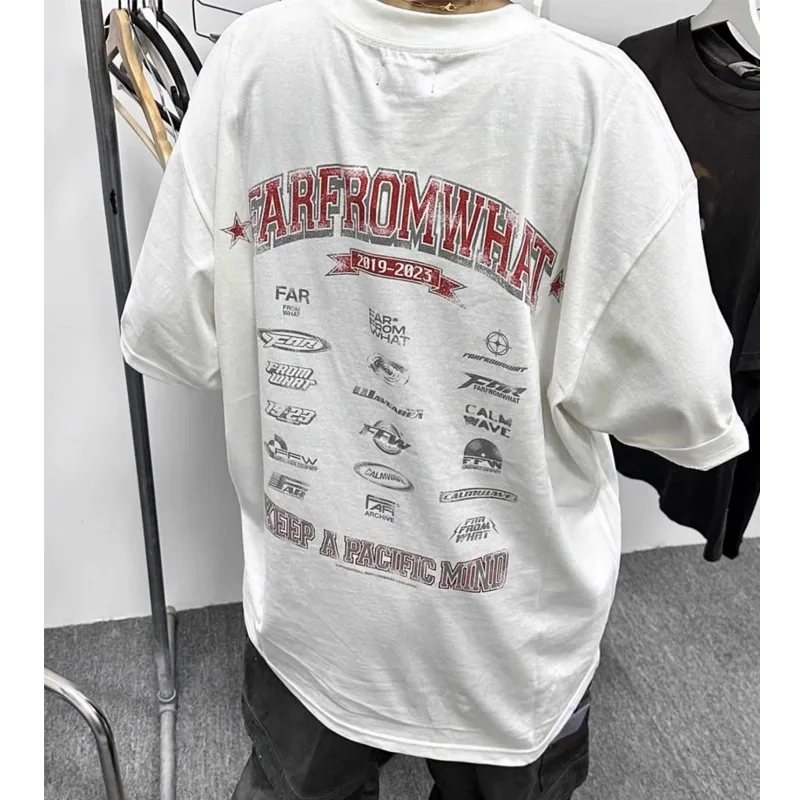 

Повседневная хлопковая свободная Мужская и женская футболка 2024FAR с буквенным принтом