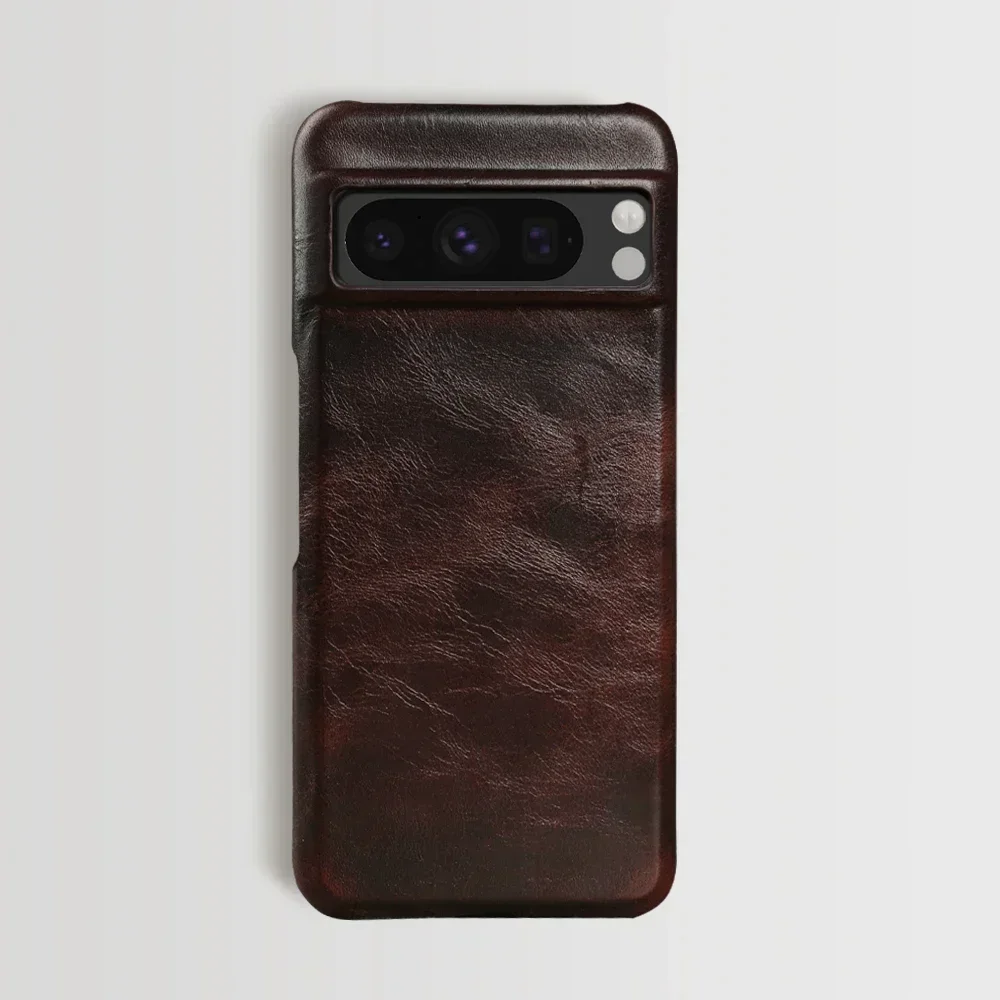 Premium Cowhide Leather Phone Cover - Durable Back Shell Protection