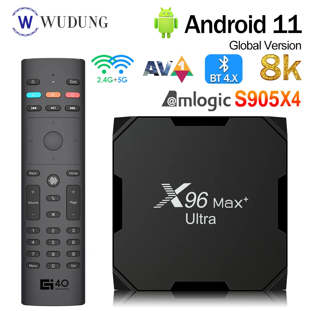 Original X96 Max Plus Ultra Android11 TV Box Amlogic S905X4 4G 32G/64G 2.4G&5.0G Dual WIFI USB3.0 8K HD Set-Top Box PK X96 max+,smart tv box,tv box,streaming media player