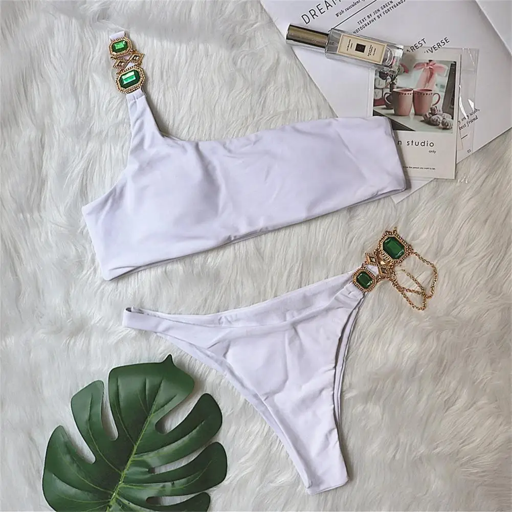 

1 комплект, Женский сверхмягкий купальник-бикини из полиэстера с открытой спиной