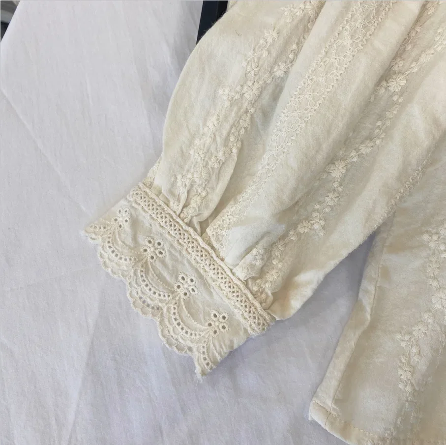 Autumn Girls Long Sleeve Lace Floral Blouses Kids Korean Design Blouses