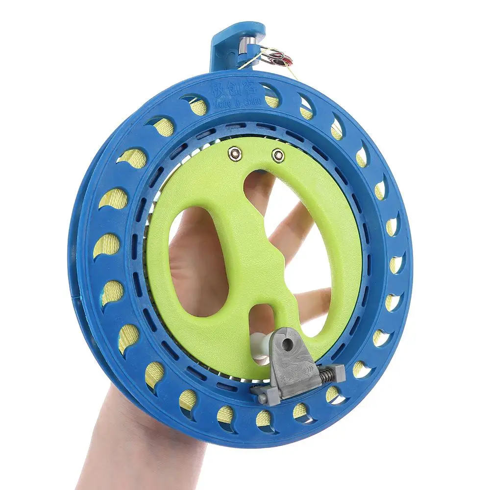 Outdoor Game Fying Kites Round Blue Kite Reel Winder Fire Wheel String Flying Handle Tool