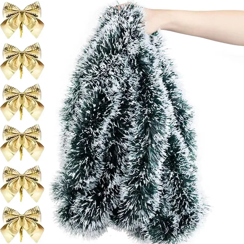 Festive Green Tinsel Ribbon for Holiday Decor – Christmas Bow Garland and Ornament Accents