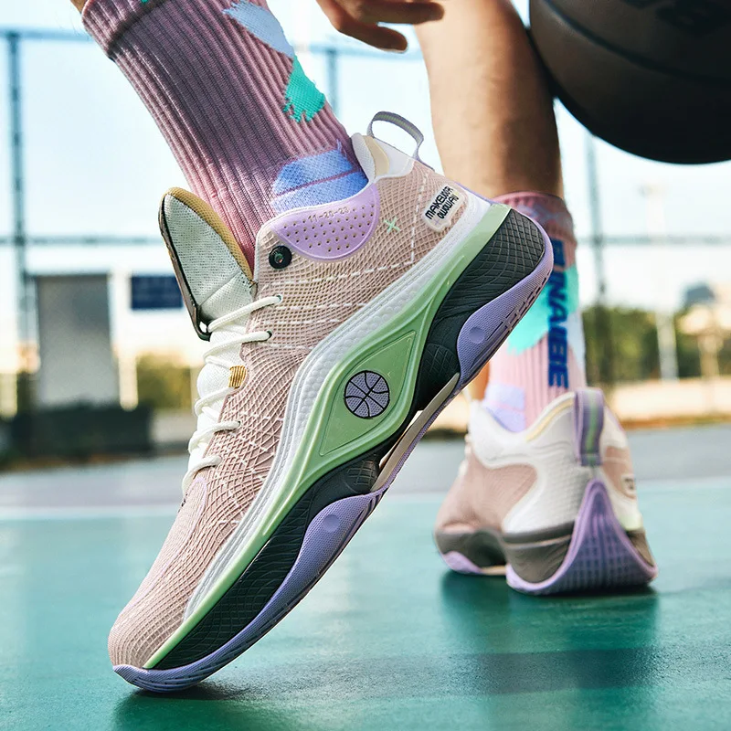 High Quality Men's Basketball Shoes Fluorescent High Top Casual Sports Shoes Man Breathable Platform Basketball Sneakers For Men