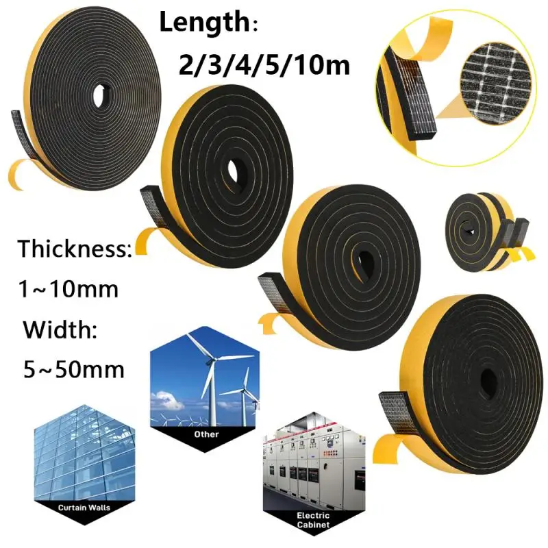 Door Seal Strip Sealing Strip Tape Window Seal Strip Sealing Tape Rubber Seal Strip Rubber Door Weatherstripping Door Weatherstripping Silicone Seal Strip Sealing Strip Rubber Gasket Panel 1pc Length10~2meters Black Rubber Self Adhesive Sponge Seal Strip Width 5~50mm Thick 1~10mm EVA Foam Anti-collision