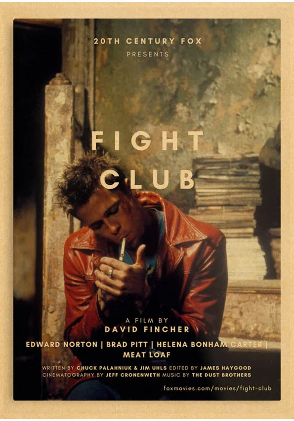 映画ファイトクラブクラシック映画ブラッドピットレトロポスター