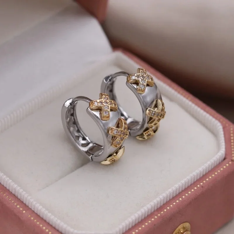Elegant Two-Tone Zircon Ball Earrings - Chic Korean Fashion Jewelry