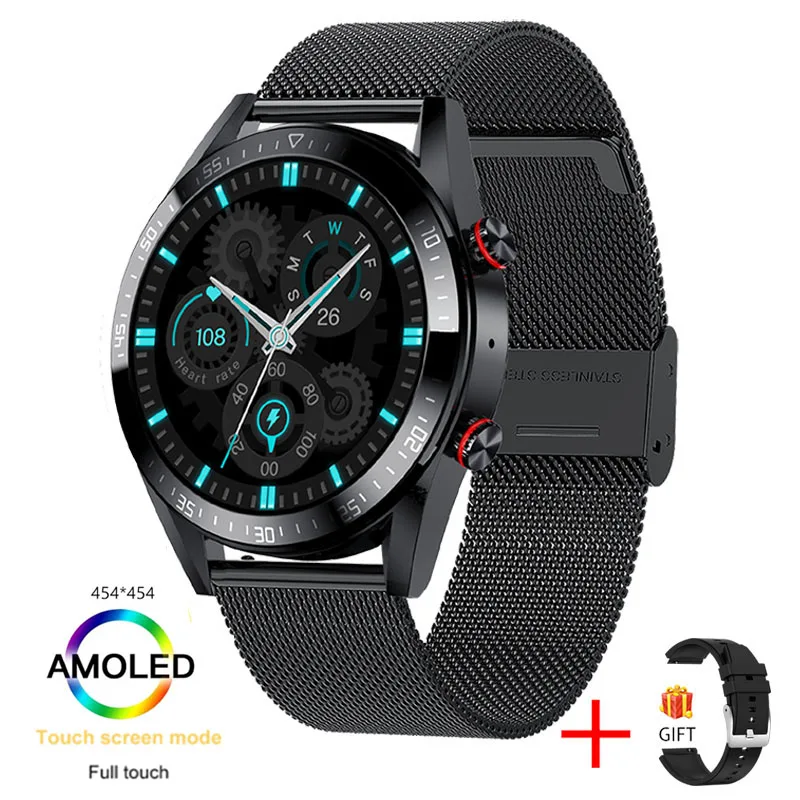 2022 New 454*454 AMOLED screen smart watch Always display the time bluetooth call local music Weather smartwatch for men Android 