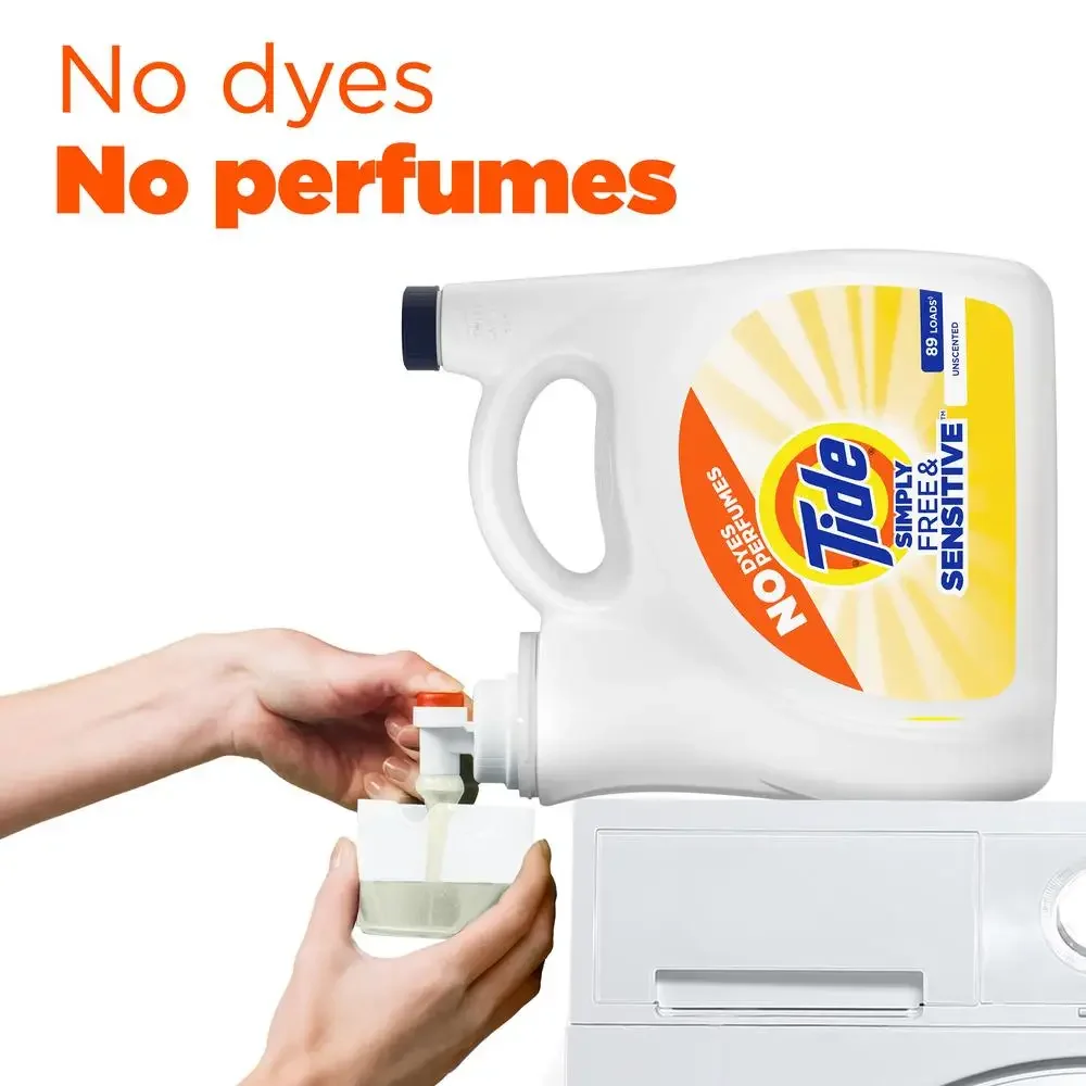 Gentle Unscented Liquid Laundry Detergent Cold Wash 117floz 89 Loads Eco-Friendly Concentrated Formula