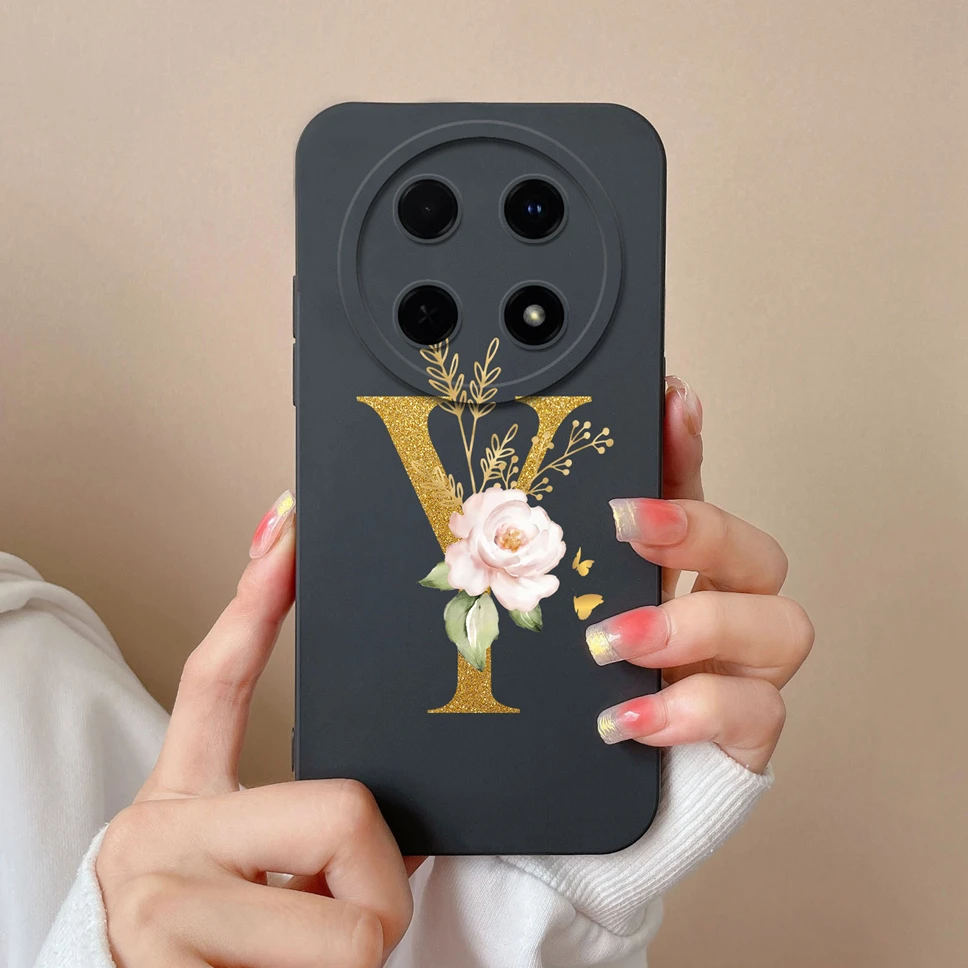 Elegant Floral Letter Design Soft Silicone Protective Phone Case Cover