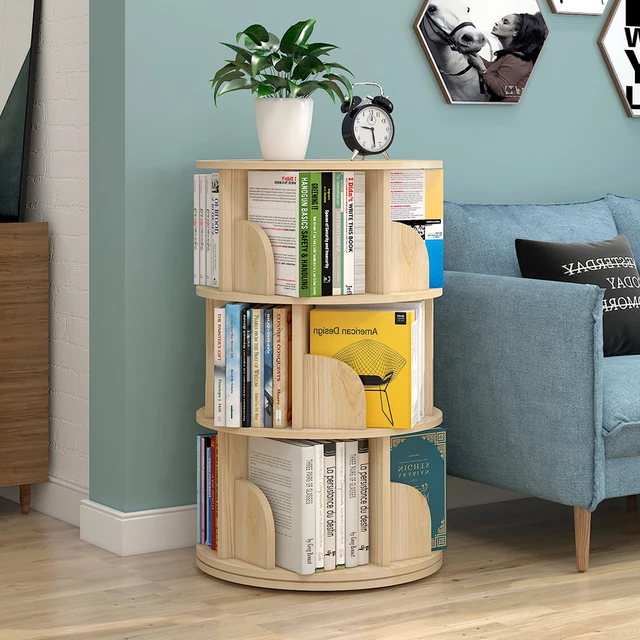 3 Layers New Modern Room Simple Household Space-saving Storage Bookcase  Revolving Round Children Rotating Bookshelf