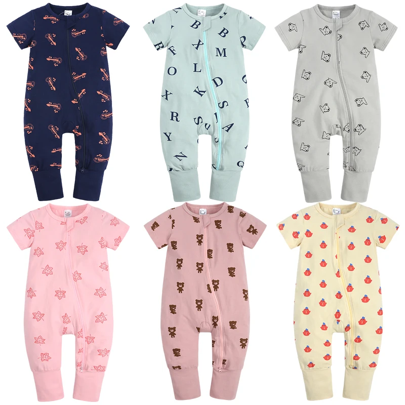 Newborn Baby Onesie Animal Cute Girl Rompers Summer Short Sleeves Cotton Pajamas Sleepwear Toddler Boys Jumpsuit Infant Bodysuit