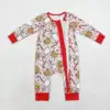 RTS Infant Boys Bamboo Rompers Wholesale Boutique Christmas Baby Boys Milk Cookies Zipper Romper 2
