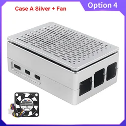 Elegant Black and Silver Raspberry Pi Protective Case with Optional PWM Cooling Fan (Option 4)