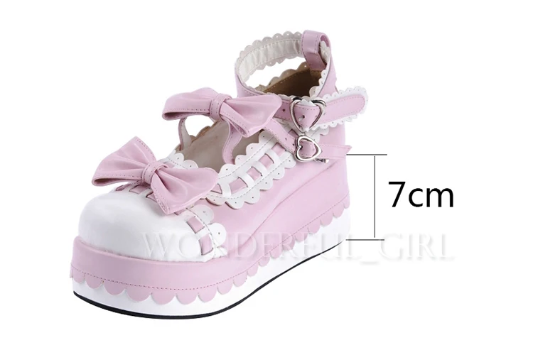 Neue japanische Lolita Plateauschuhe Prinzessin Cosplay Schuhe mit Schleife Größe 35-47 5