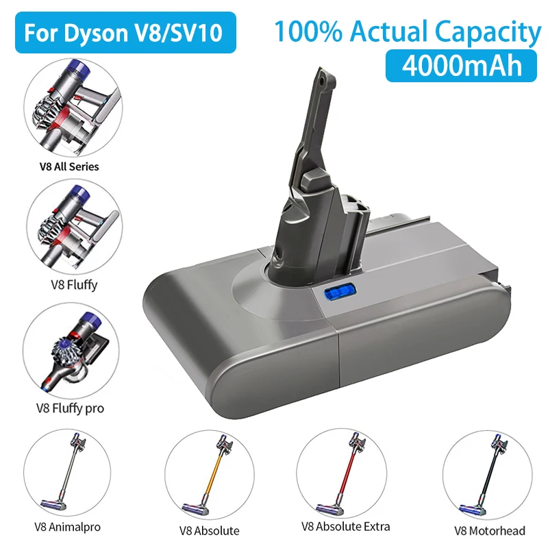 4X Batterie V8 pour Dyson Batterie Dyson 21,6V 4000mAh Dyson V8 Vacuum  Cleaner 21.6 V