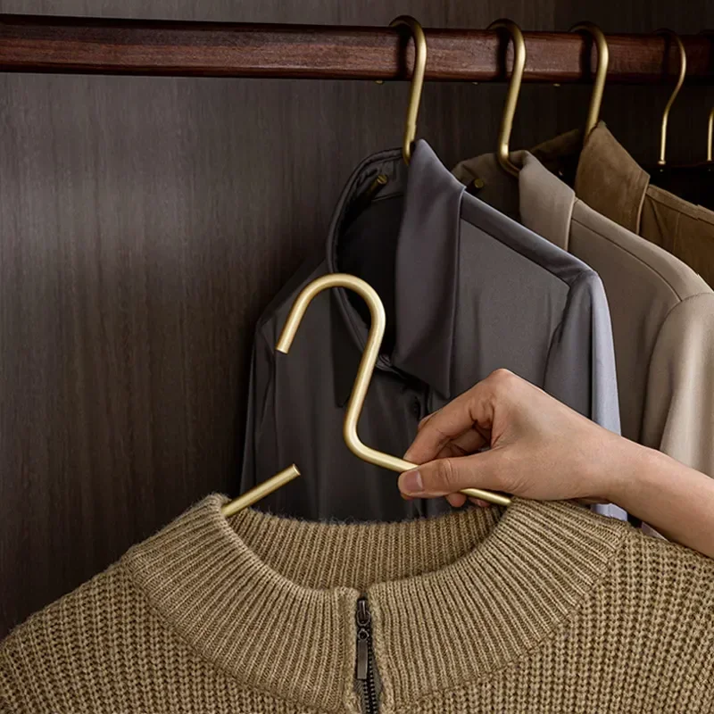 

Trousers Storage 5pcs Organizer Alloy Wardrobe Hanger Aluminum Seamless Clothes Gold Matte Racks Sweater Coat Hangers Solid