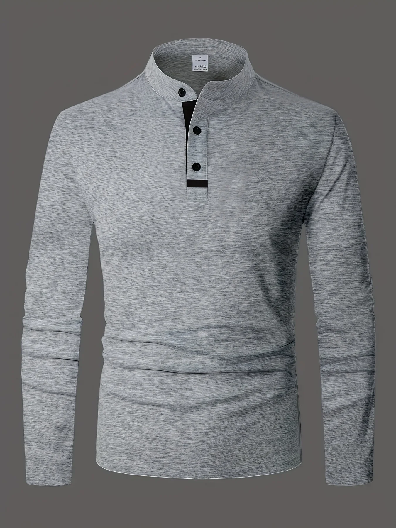 A Stylish Men's Round-Neck Plain Spliced Polo Shirt Suitable for Wearing at Home in Summer, Autumn, and Winter 5