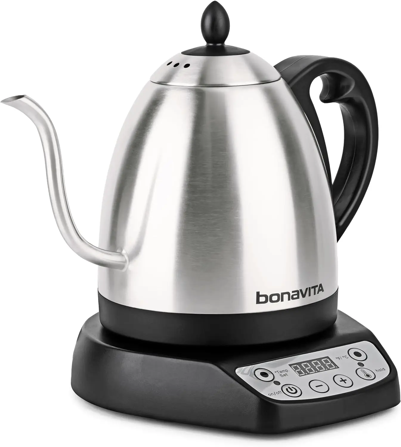 Gooseneck Electric Kettle with Temperature Control & Presets - 1L,  Stainless Steel - Tea & Pour Over Coffee Kettle