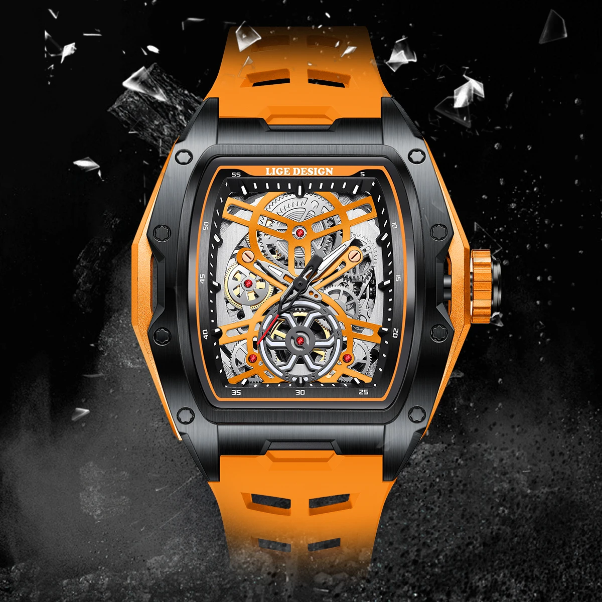 LIGE New Watches Mens Skeleton Mechanical Automatic Watch Top Brand Luxury Luminous 30M Waterproof Watch For Men reloj hombre - 2