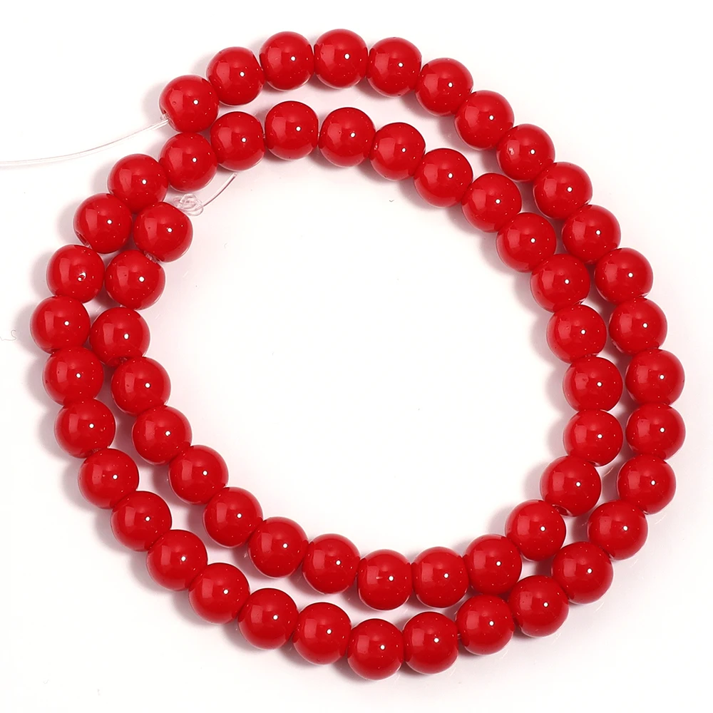 4/6/8/10/12mm Rote Koralle Stein Perlen Runde Lose Spacer Perlen Für Schmuck Machen DIY Handgemachte Halskette Armbänder Zubehör – Detail 8