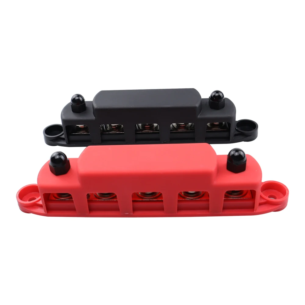 

M8 5 Stud Bus Bar 48V 100A Battery Power Distribution Block Terminal Studs Busbar Powerterminal Block For RV Boat Acesssories