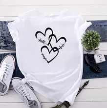 

Summer Cotton Women T Shirt 5XL Plus Size Love Print Short Sleeve Graphic Tee Tops Casual O-Neck Female TS