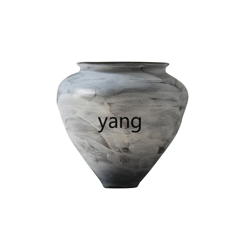 

Yjq Ceramic Vase Hotel Homestay Dining Table Hallway Advanced Decoration Hand-Painted Art Stoneware Flowerpot Decoration