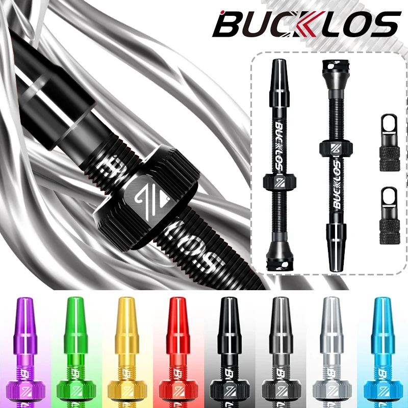 

2PC BUCKLOS Bicycle Valve CNC One-piece Molding Aluminum Alloy Road Bike Tubeless Presta Valve F/V Tubeless Tire Valve 40mm/44mm