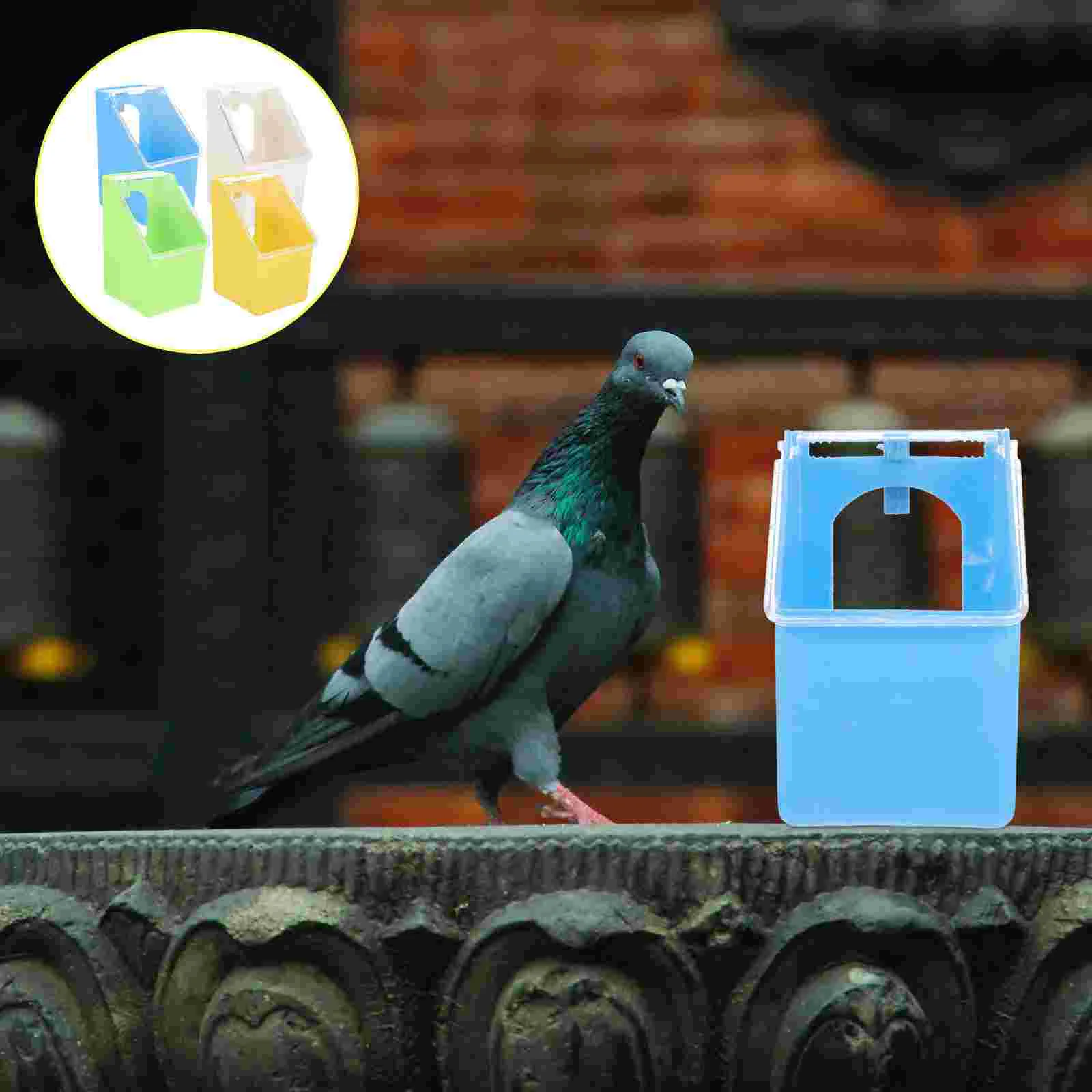 

4 Pcs Pigeon Hanging Box Cage Feeder Pet Food Containers Durable Bird Feeders Feeding Bowl Wild
