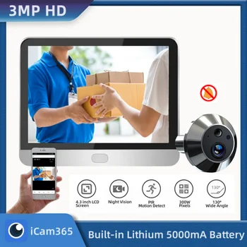 Telecamera WiFi Wireless per Casa ICam365 3MP con Angolo Ampio 130° ° Spioncino Digitale Intelligente per Casa con Telecamera di Sicurezza
