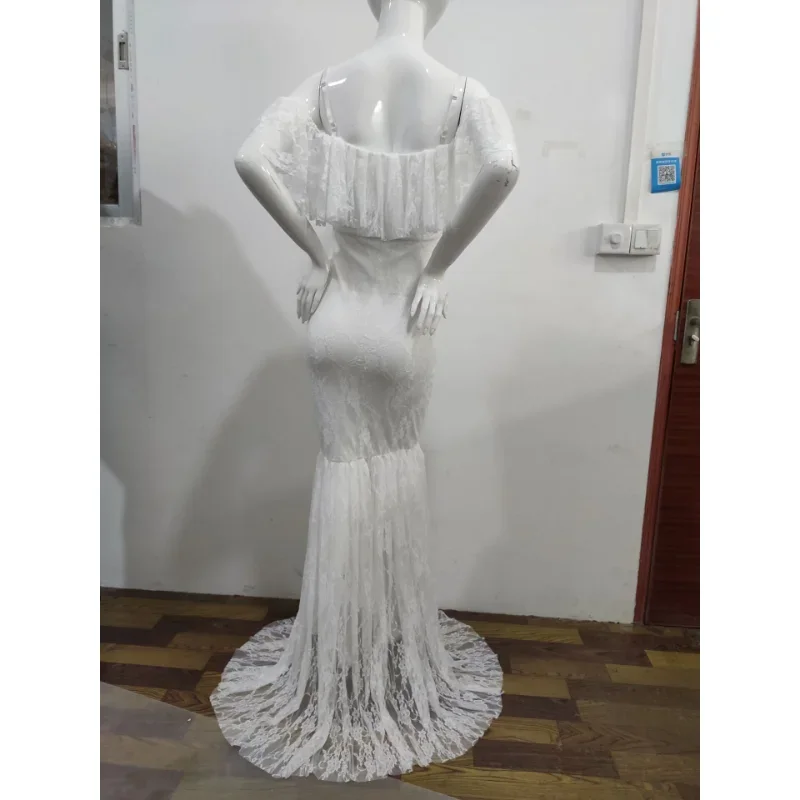 Wedding Pregnant Woman Photography Props Clothing Women Lace Tail Short Sleeve Dress for Photo Shoot 12 S9726d000ff7c493d86e068e8cd9329f3j