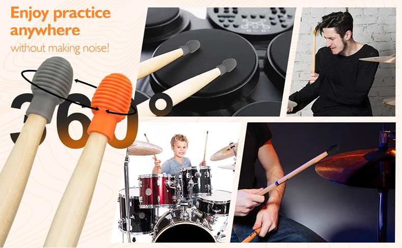 Description Picture 4 of itemDrum Mute Drum Damper Silicone Drumsticks Mute Practice Tips Percussion Instrument Accessories Mute Replacement Parts