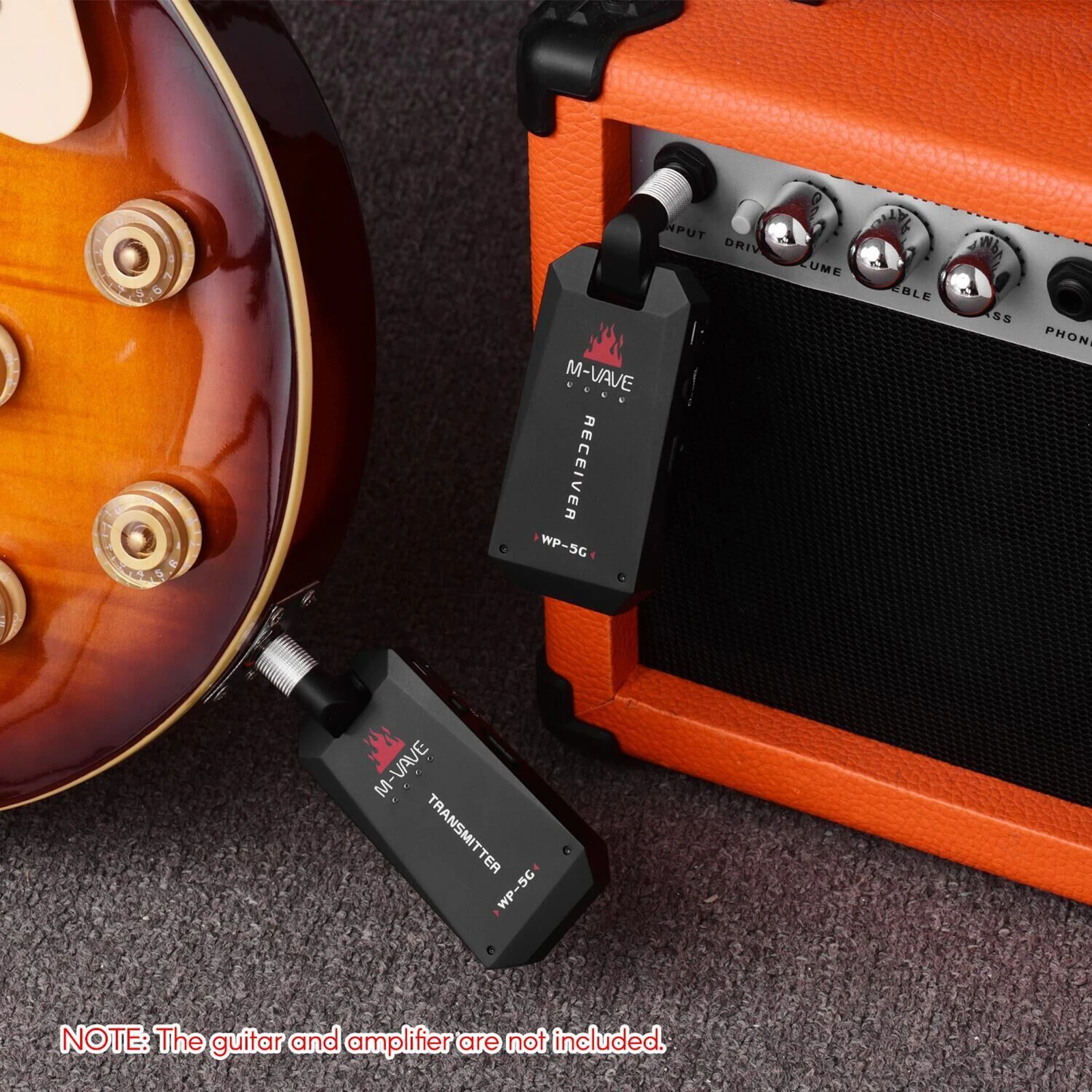 M-VAVE WP-5G Wireless 5.8G Guitar System Rechargeable Audio Transmitter and Receiver ISM Band for Electric Bass