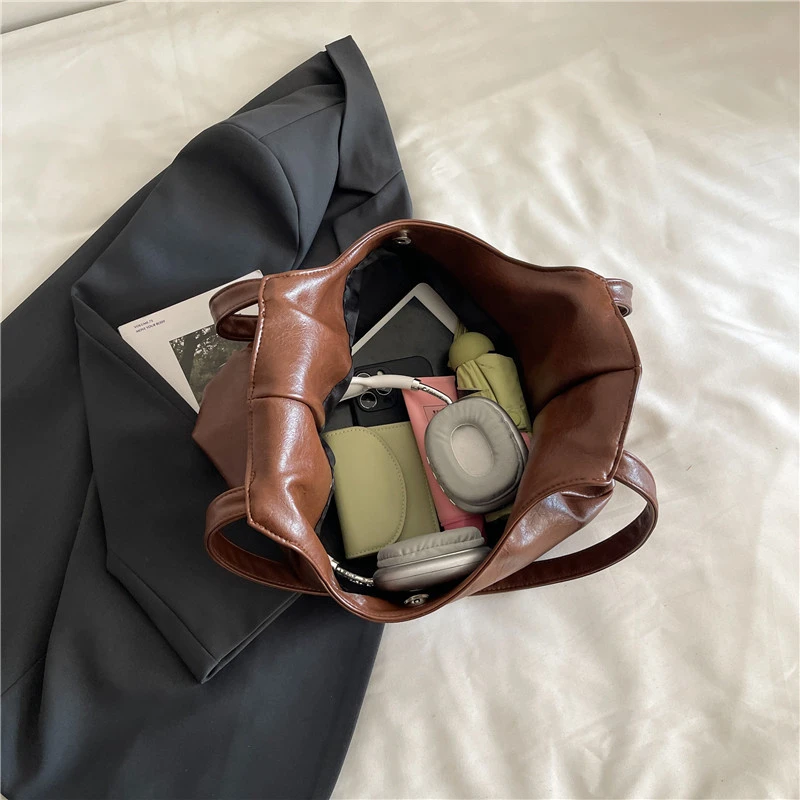 Vintage Pu Leder Tasche Für Frauen Einfache Hohe Kapazität Schulter Tasche apricot bolsa feminina Koreanischen Stil College Buch Tasche Pendeln – Detail 26