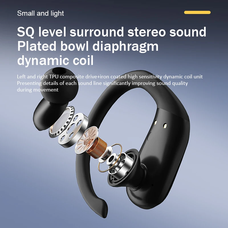 Sports Earhook Wireless Bluetooth Earphones Noise Reduction, Enc Ultra Long Battery Life, Waterproof, and Ear Friendly Wear