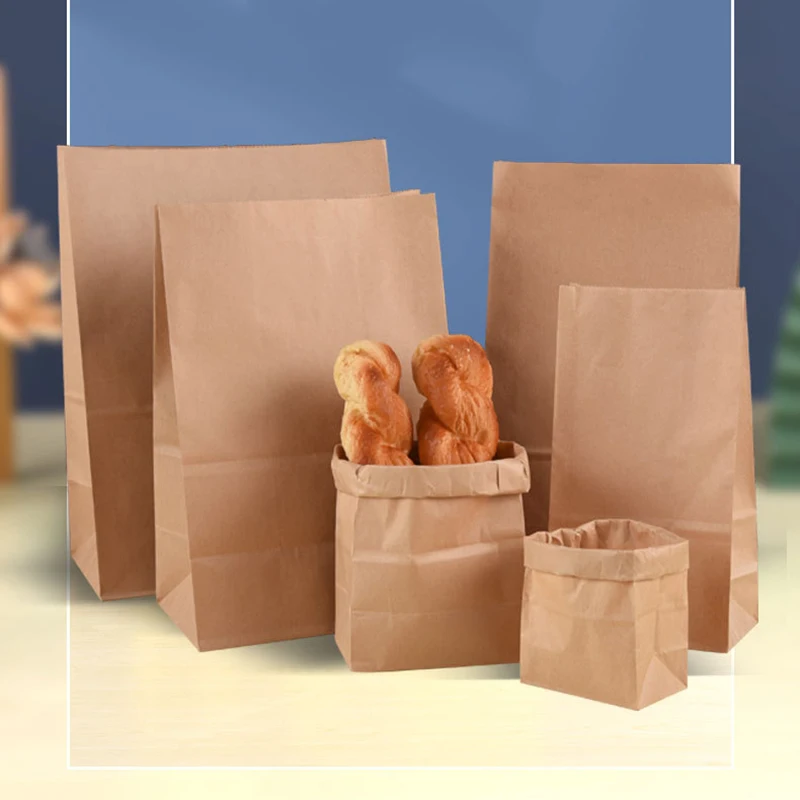 10/30/50/100pcs Kraft Paper Bag Gift Bags Shopping Bag Packaging Biscuit Candy Food Cookie Bread Snacks Baking Takeaway Bags 5