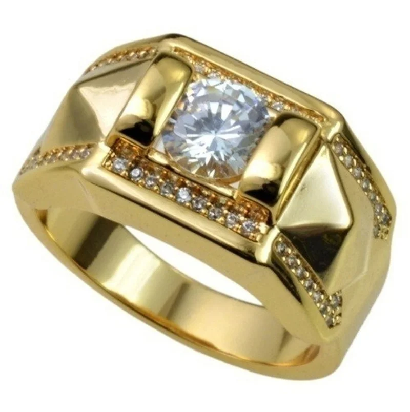 Luxury Women Ring Metal Carving Gold Color Inlaid Zircon Stones Couple Ring Bridal Engagement Wedding Jewelry 1pcs womens ring