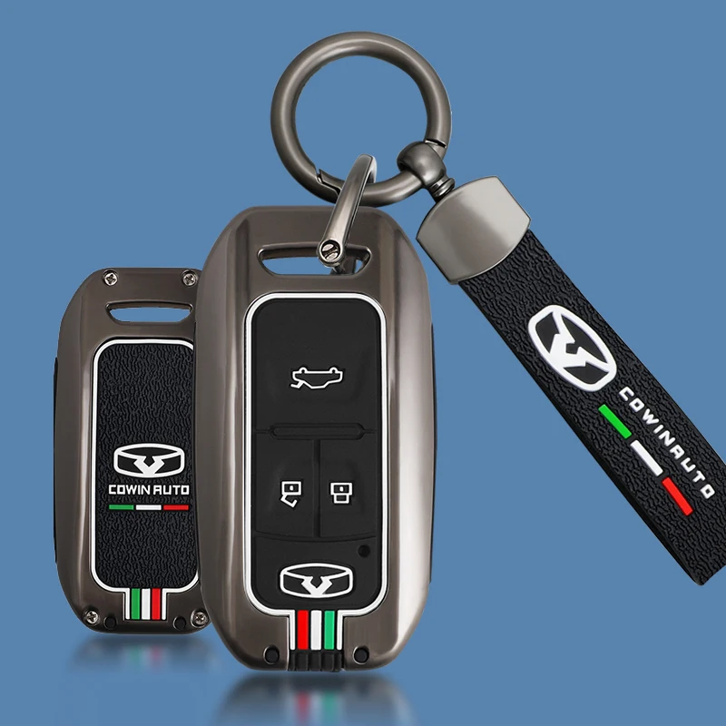 

Zinc Alloy Leather Car Key Case Cover Protector Shell Keychain For Chery COWIN Auto Showjet FX11 Pro EV 2020 2021 2024 Accessory