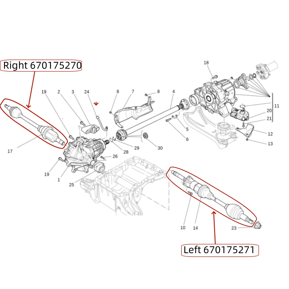 For Maserati Levante 17-21 Front Left Right Output Shaft Drive Shaft CV Axle 670175270 670175271