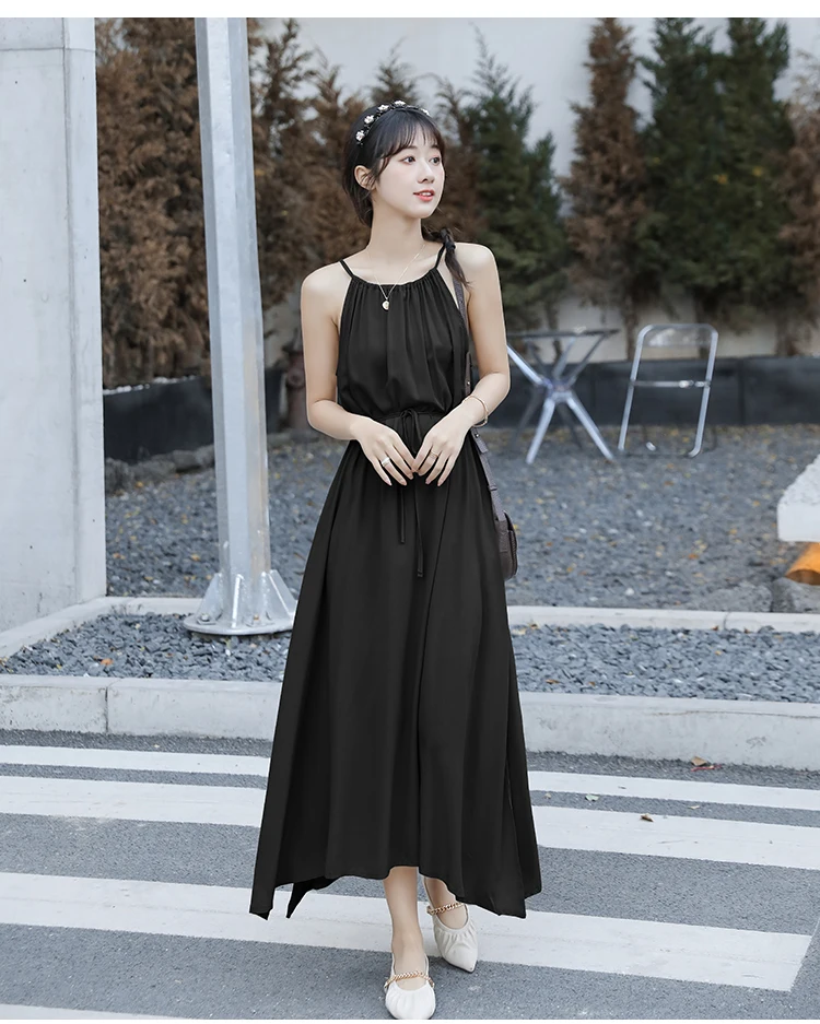 Women Maxi Dress Sleeveless Long Dresses Korean Fashion Halter Sling Slit  Long Dress - Dresses - AliExpress
