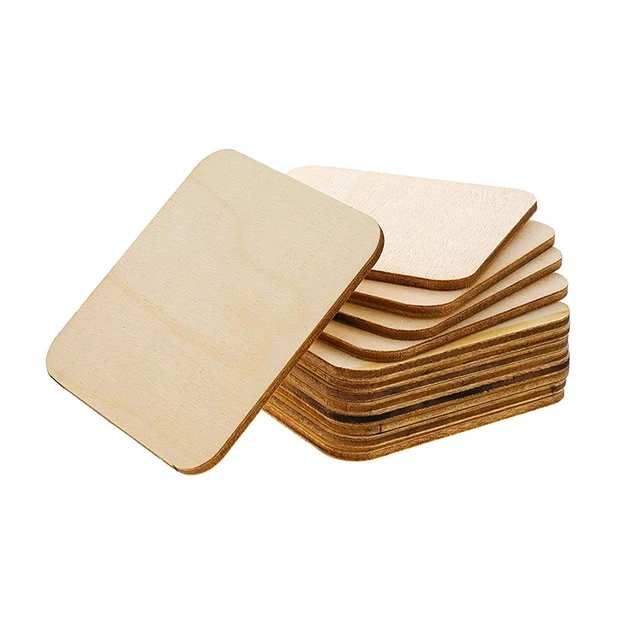 100pcs 3.5X4.5CM Unfinished Natural Wood Rectangle Blank Pieces Wooden Tags  Slices for Arts & Crafts, Painting DIY Decorations