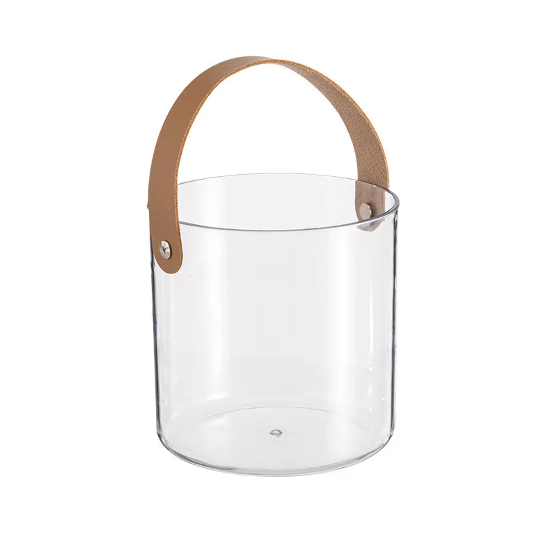 PET Ice Bucket High-value Household Portable Transparent Basket Beer Barrel Champagne Wine Fruit Storage Basket Home Accessories